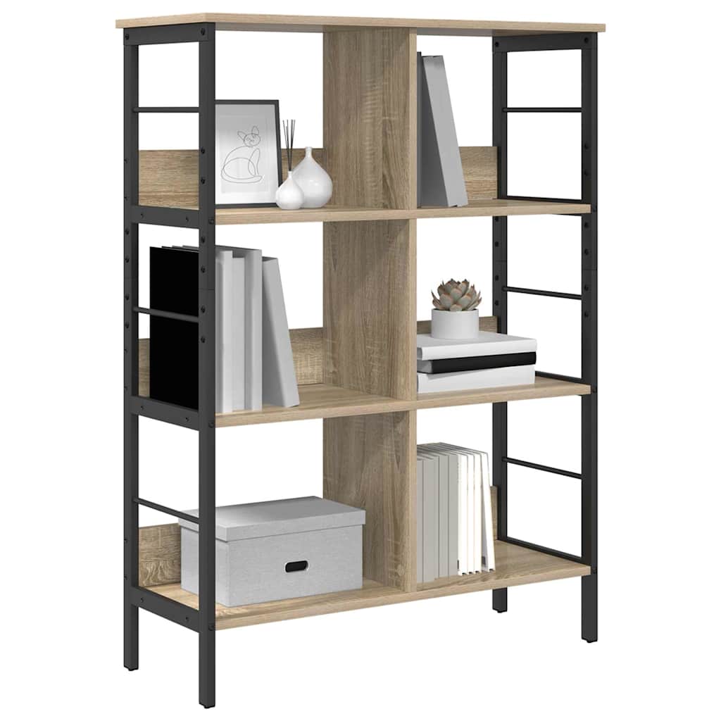 vidaXL Bookshelf 6-Tier 82 x 32 x 112 cm Engineered Wood Sonoma Oak 3
