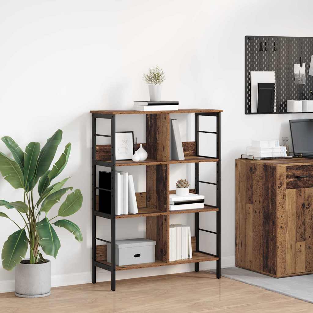 vidaXL Bookshelf 6-Tier 82 x 32 x 112 cm Engineered Wood Old Wood 1
