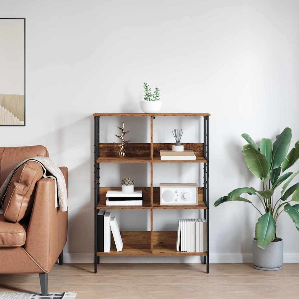 vidaXL Bookshelf 6-Tier 82 x 32 x 112 cm Engineered Wood Old Wood 4