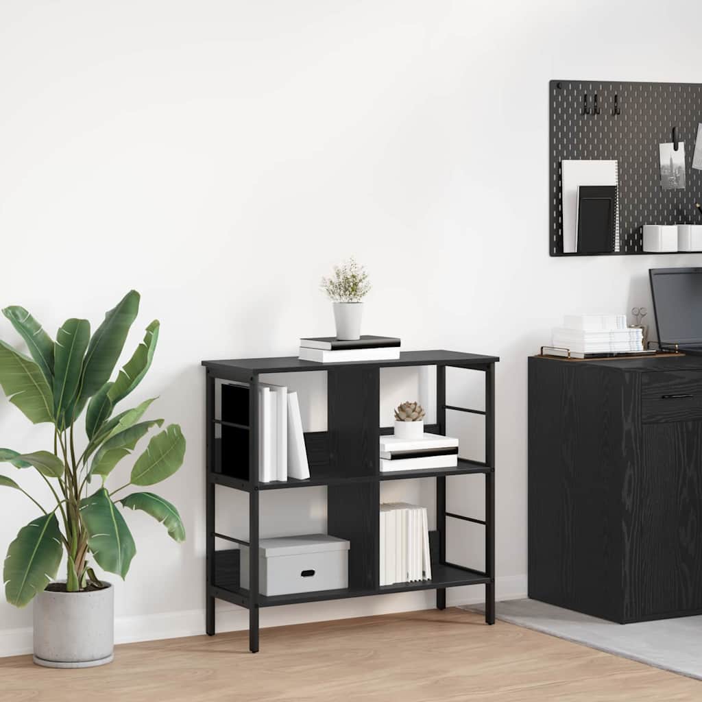 vidaXL Bookshelf 4-Tier 82 x 32 x 79 cm Engineered Wood Black Oak 1