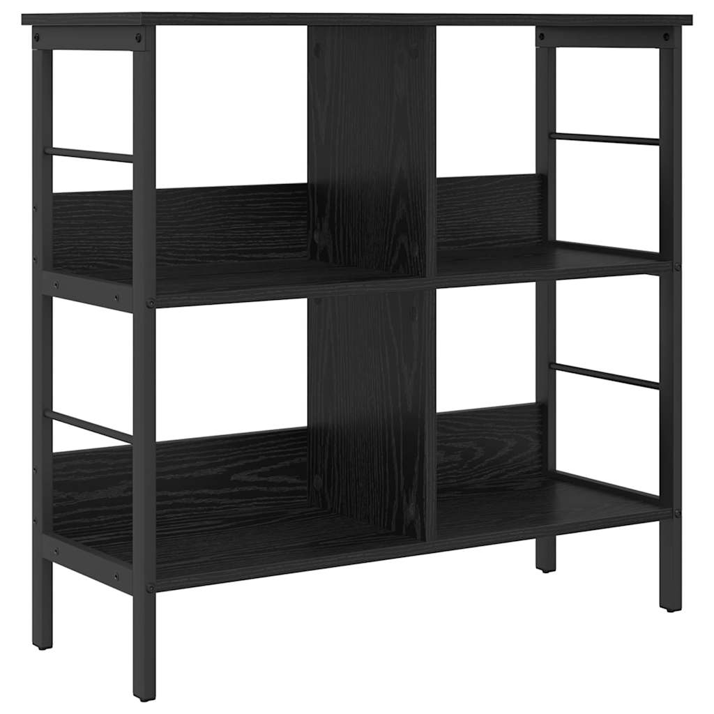vidaXL Bookshelf 4-Tier 82 x 32 x 79 cm Engineered Wood Black Oak 2