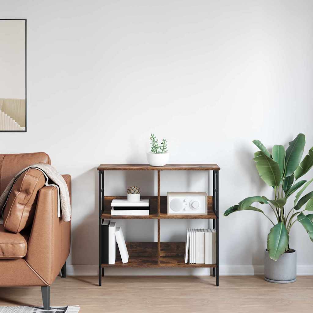 vidaXL Bookshelf 4-Tier 82 x 32 x 79 cm Engineered Wood Smoked Oak 4
