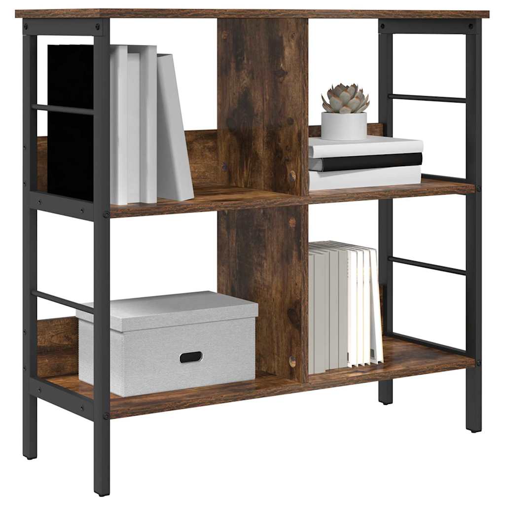 vidaXL Bookshelf 4-Tier 82 x 32 x 79 cm Engineered Wood Smoked Oak 3