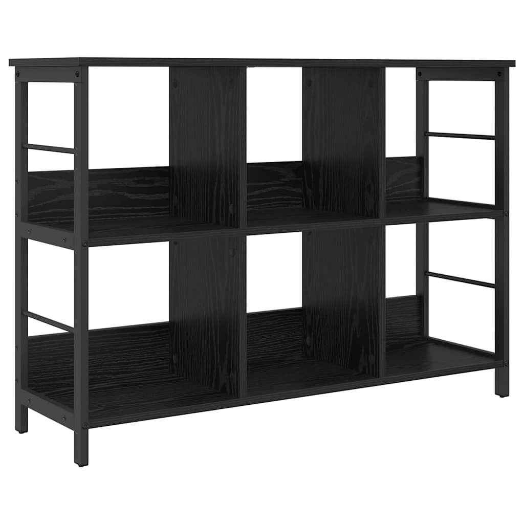 vidaXL Bookshelf 6-Tier 102 x 32 x 72.5 cm Engineered Wood Black Oak 2