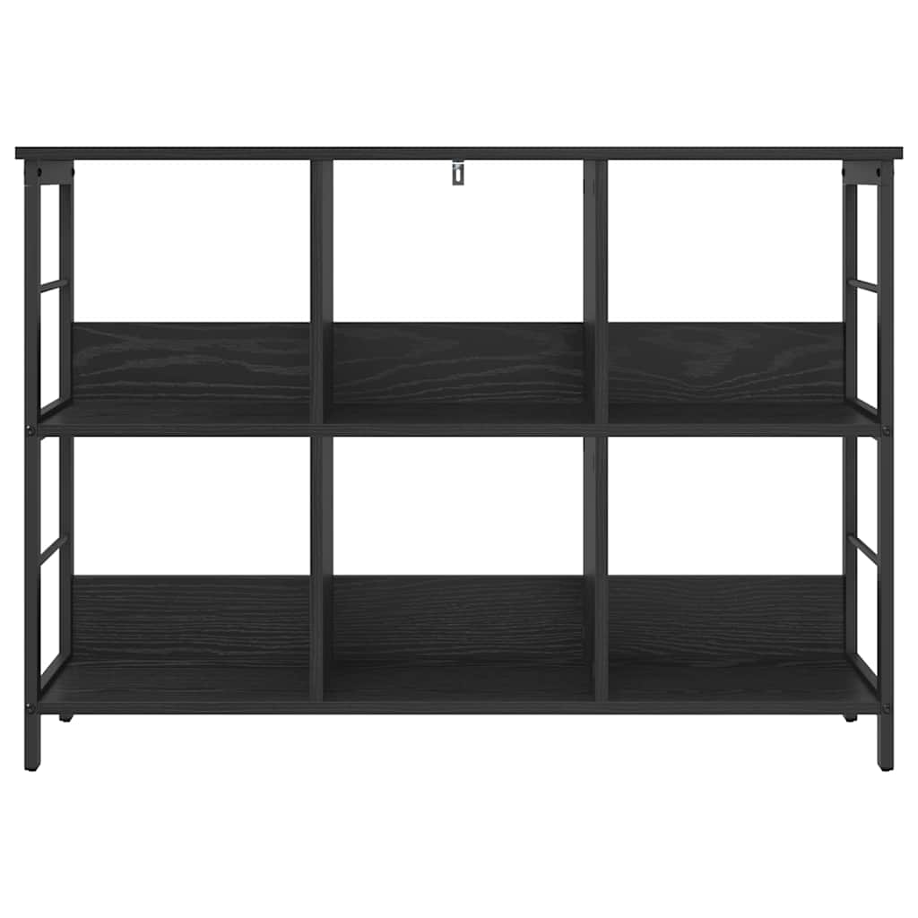 vidaXL Bookshelf 6-Tier 102 x 32 x 72.5 cm Engineered Wood Black Oak 5
