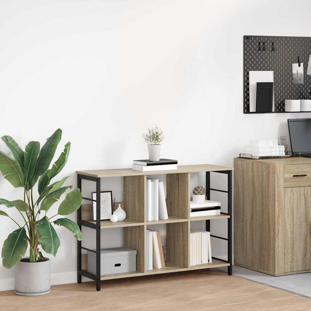vidaXL Bookshelf 6-Tier 102 x 32 x 72.5 cm Engineered Wood Sonoma Oak 1