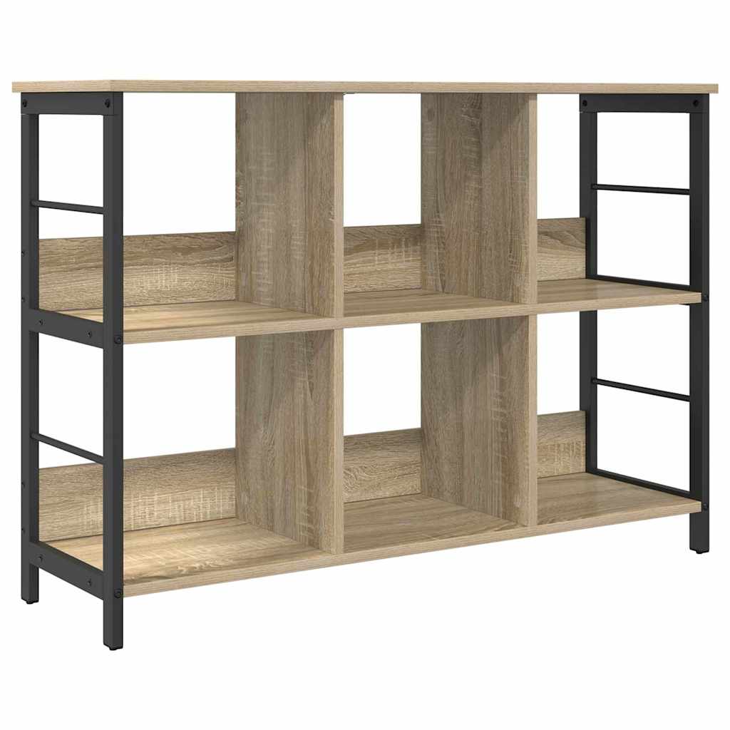 vidaXL Bookshelf 6-Tier 102 x 32 x 72.5 cm Engineered Wood Sonoma Oak 2