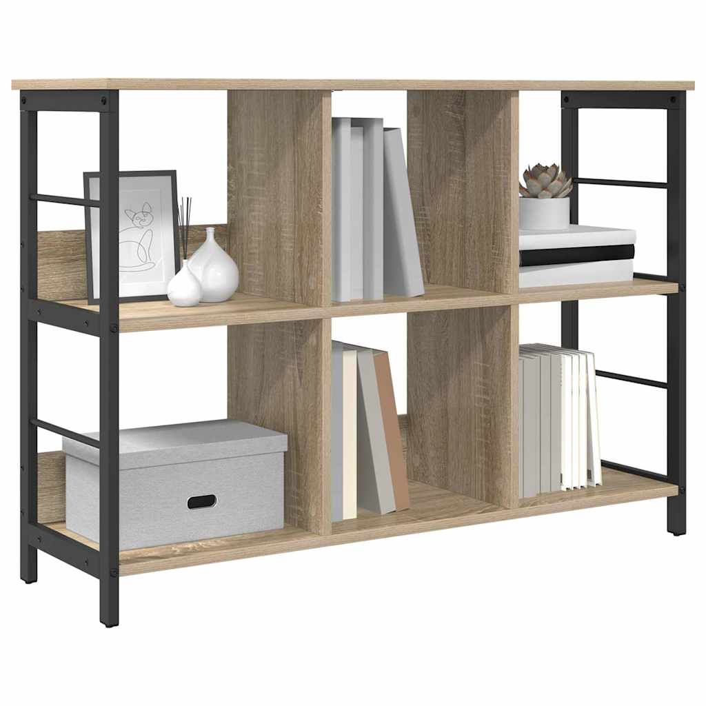 vidaXL Bookshelf 6-Tier 102 x 32 x 72.5 cm Engineered Wood Sonoma Oak 3