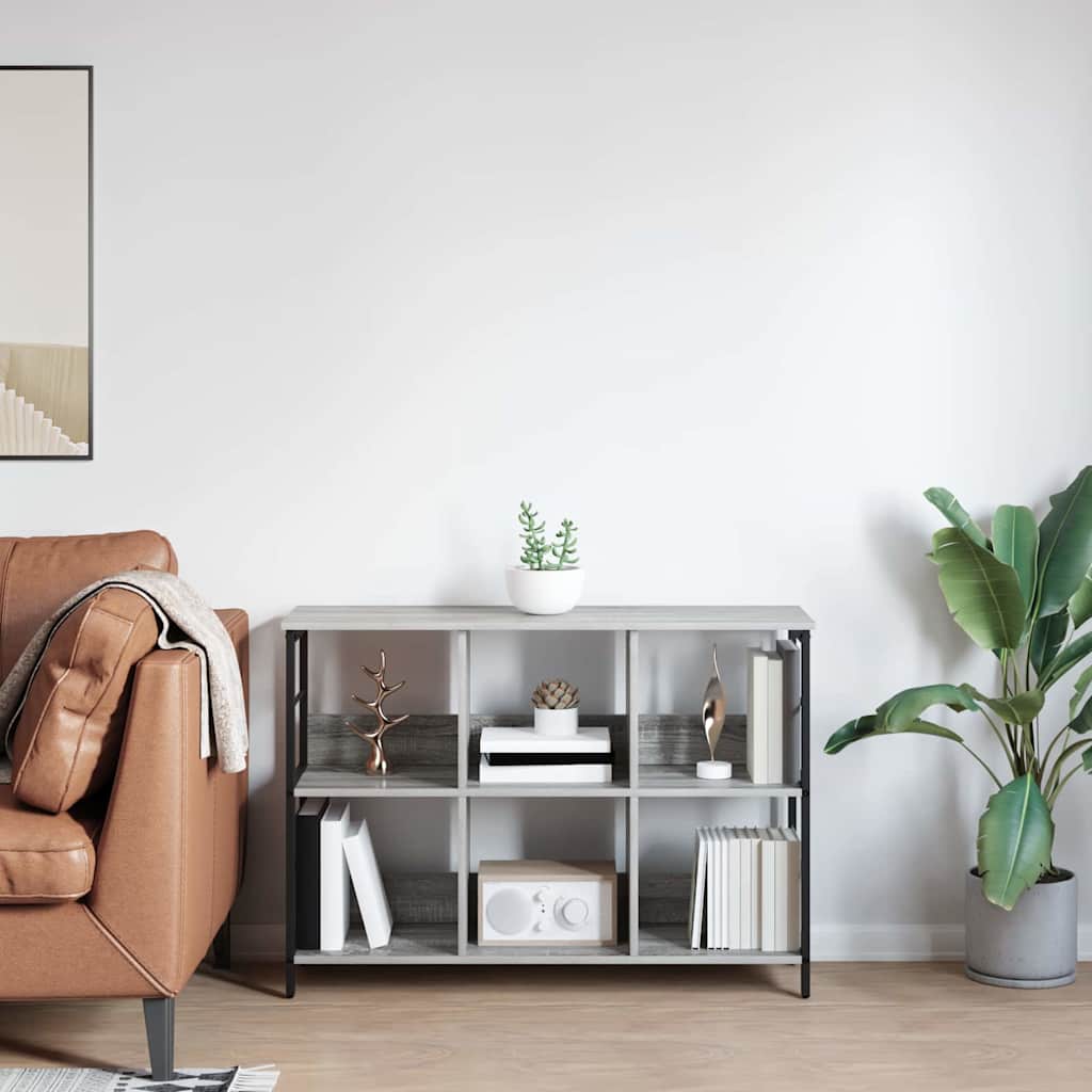 vidaXL Bookshelf 6-Tier 102 x 32 x 72.5 cm Engineered Wood Grey Sonoma 4