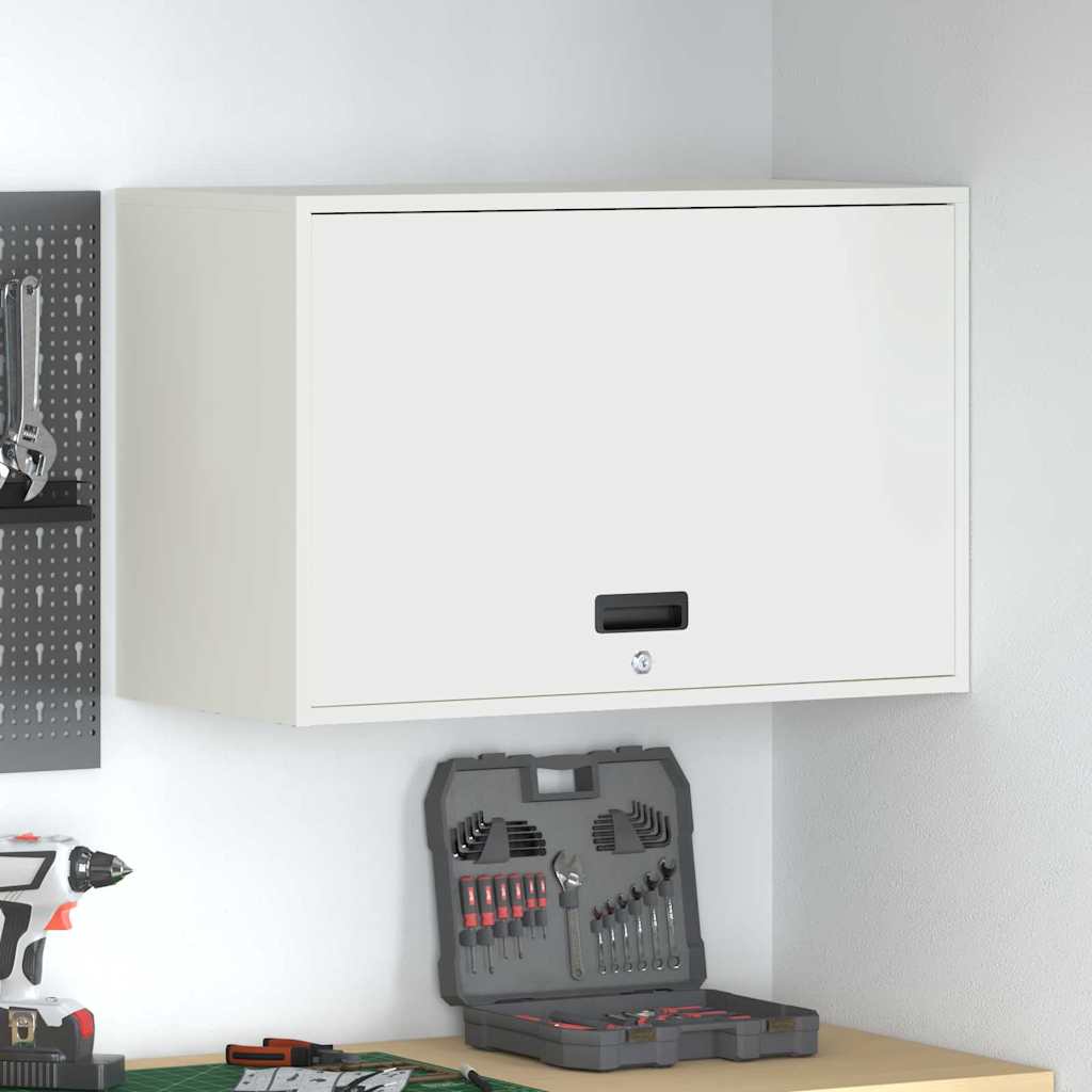 Wall Cabinet for Garage with Gas-lift Door Depth 40 cm White 80 cm
