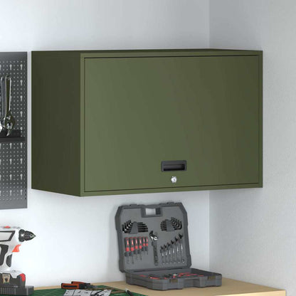 Wall Cabinet for Garage with Gas-lift Door Depth 40 cm Olive green 80 cm