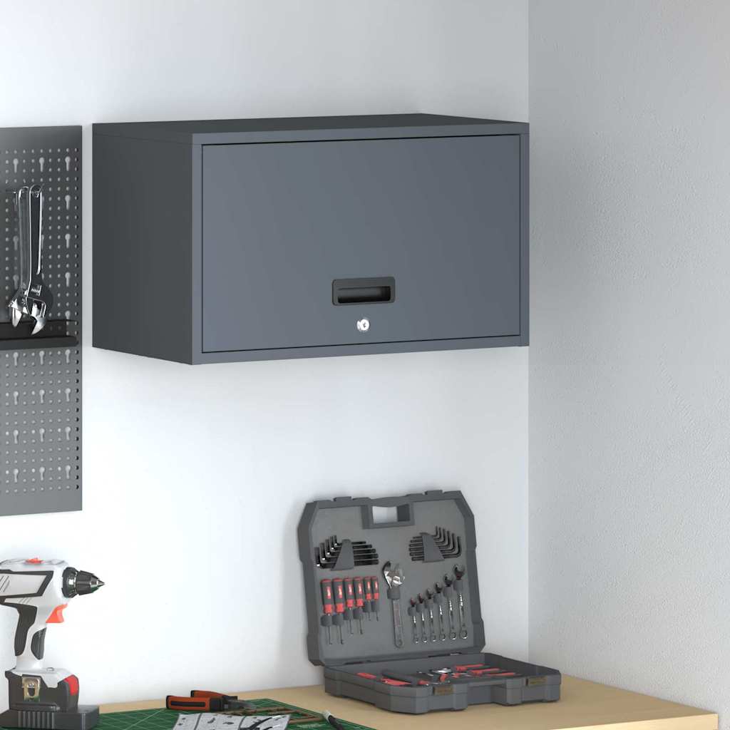 vidaXL Wall Cabinet for Garage with Gas-lift Door Anthracite 1