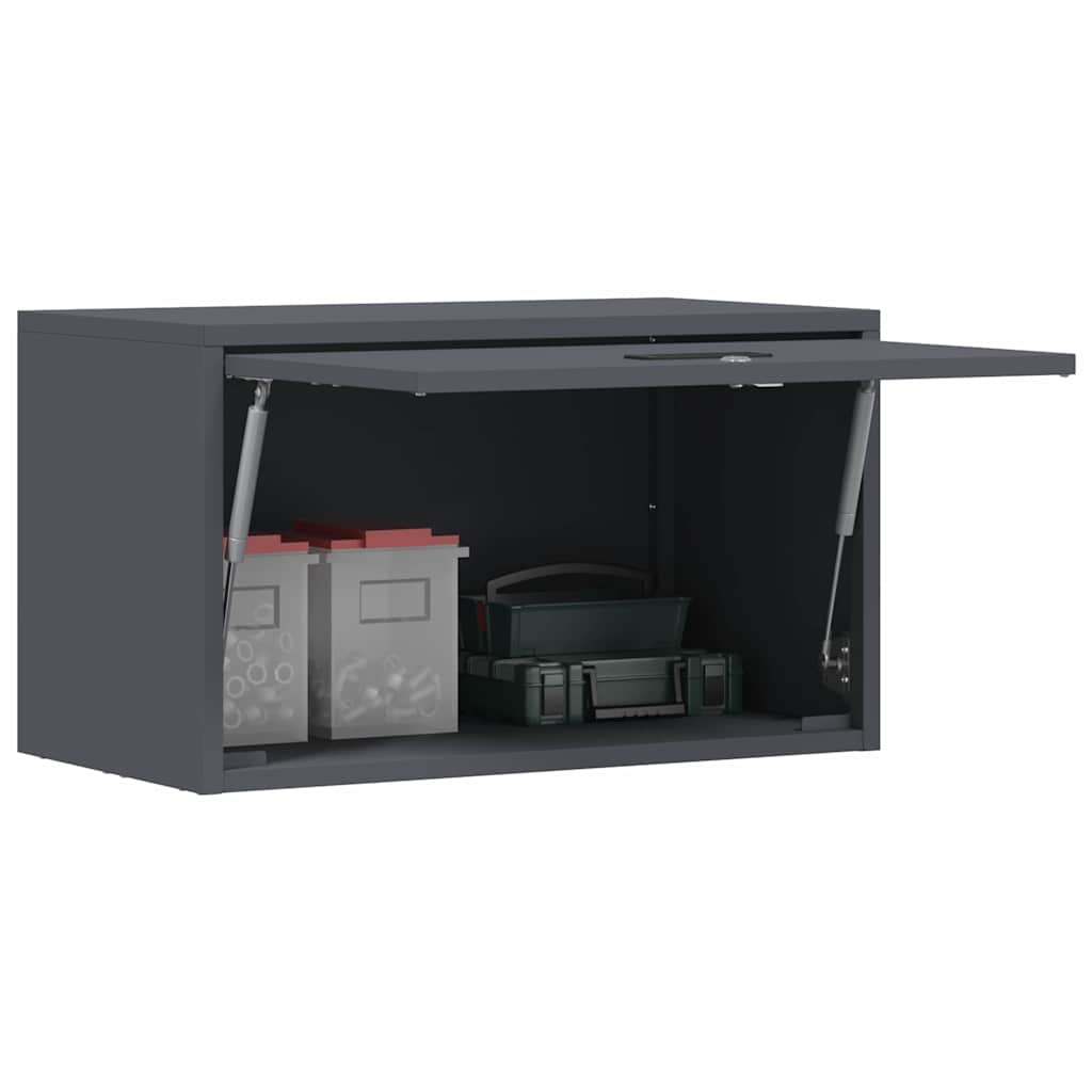 vidaXL Wall Cabinet for Garage with Gas-lift Door Anthracite 3