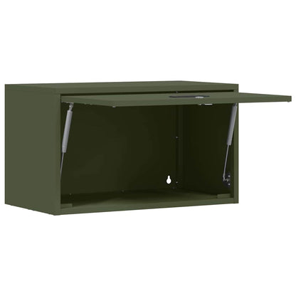 vidaXL Wall Cabinet for Garage with Gas-lift Door Olive green 5