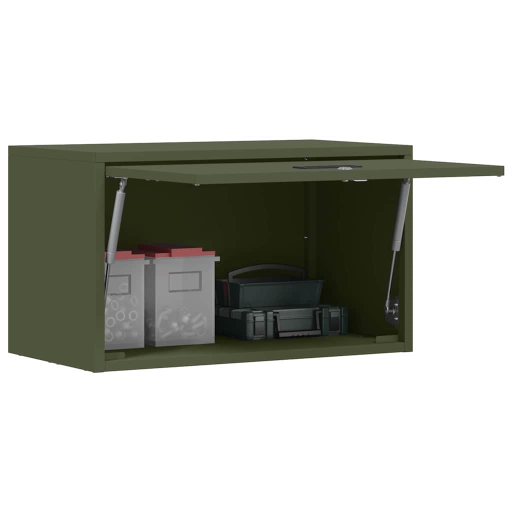 vidaXL Wall Cabinet for Garage with Gas-lift Door Olive green 3
