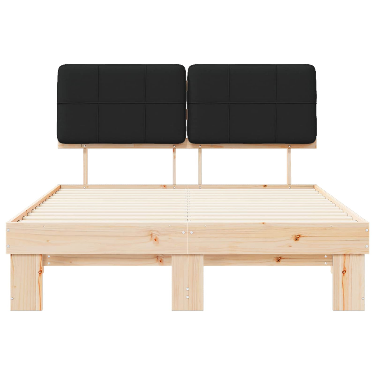 Bed Frame with Upholstered Headboard Black Length 200 cm Natural and Black 140 cm