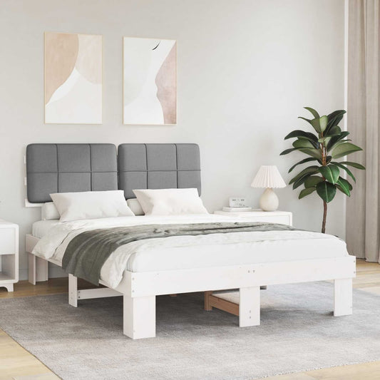 Bed Frame Upholstered Headboard Length White Light Grey