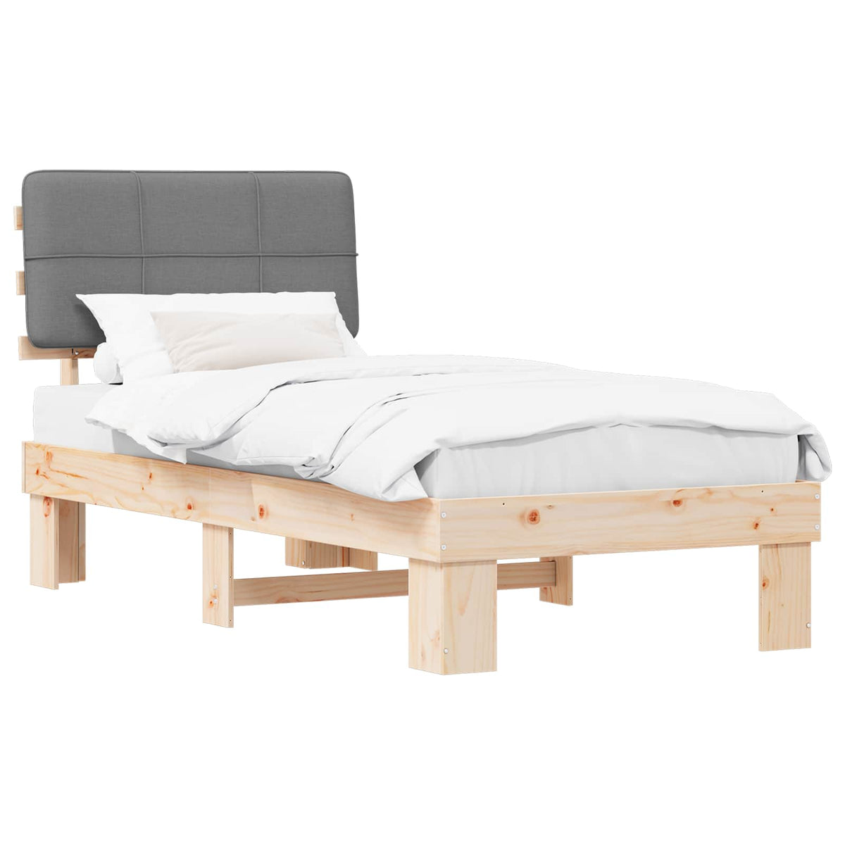 Bed Frame Upholstered Headboard Length Natural Light Grey