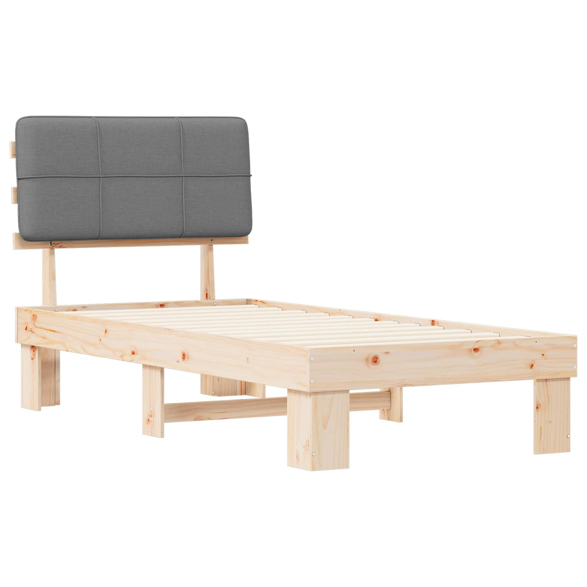 Bed Frame Upholstered Headboard Length Natural Light Grey