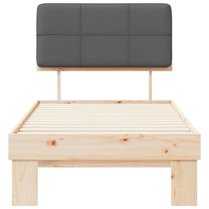 Bed Frame with Upholstered Headboard Length 200 cm Natural and Dark Grey 90 cm