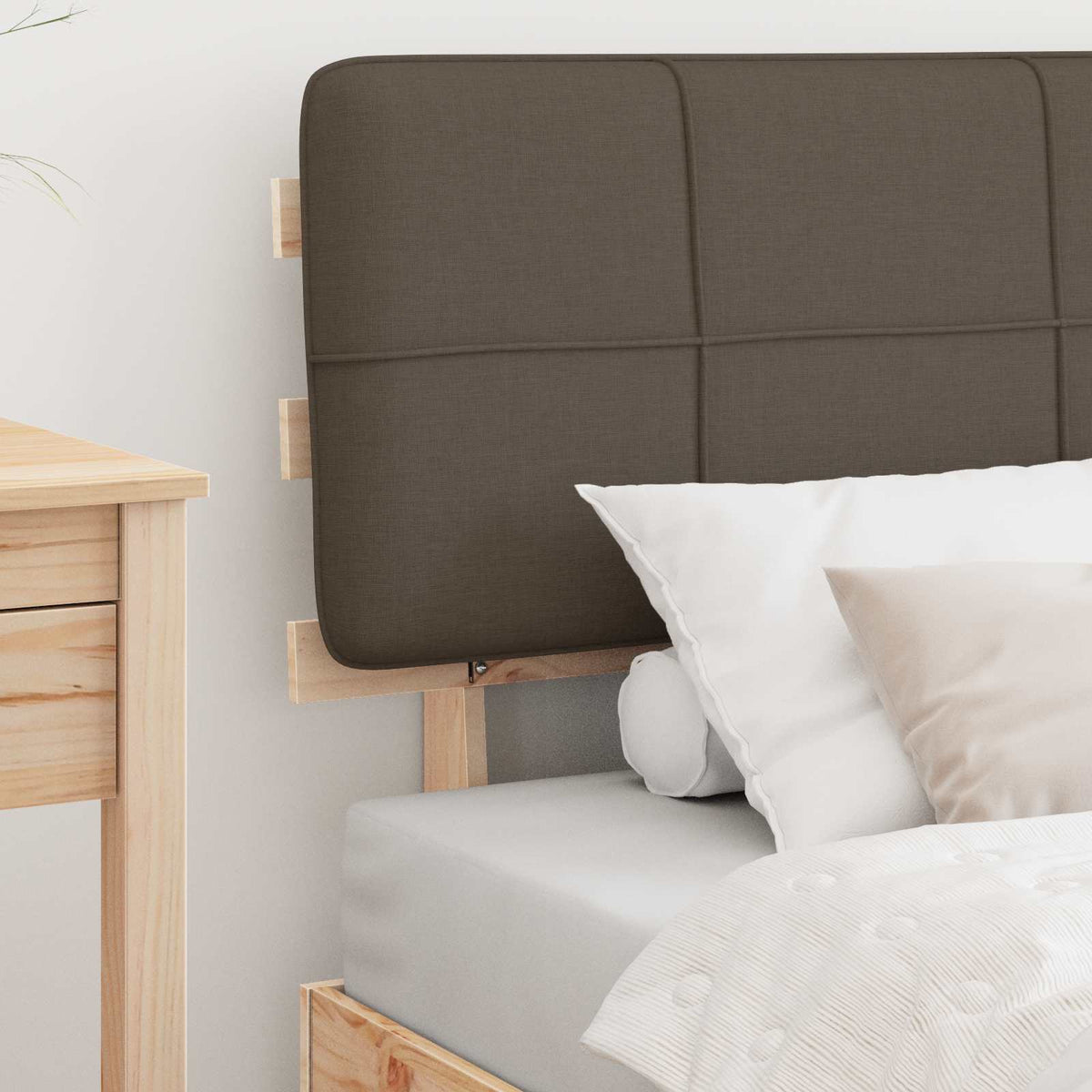 Bed Frame Upholstered Headboard Length Natural Taupe