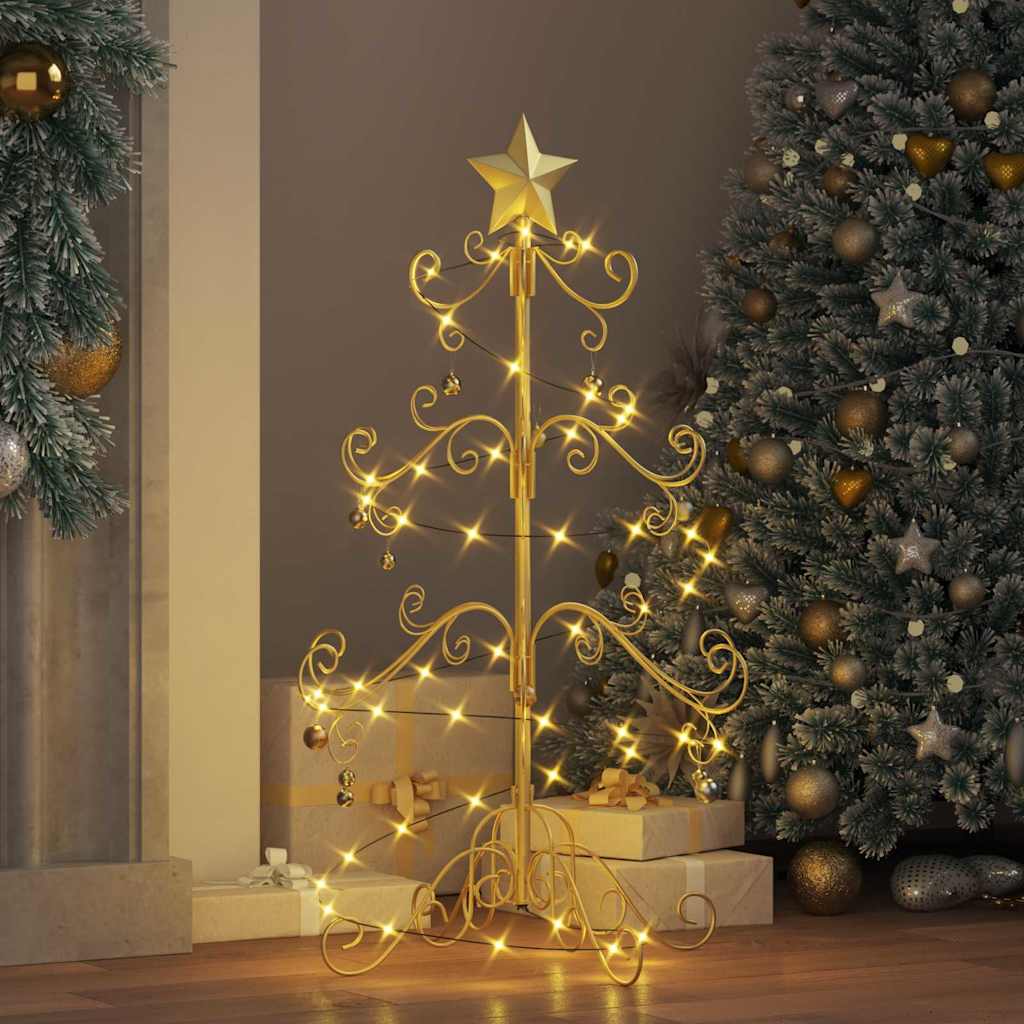 vidaXL Metal Christmas Tree Gold 90 cm Powder-coated Steel 4