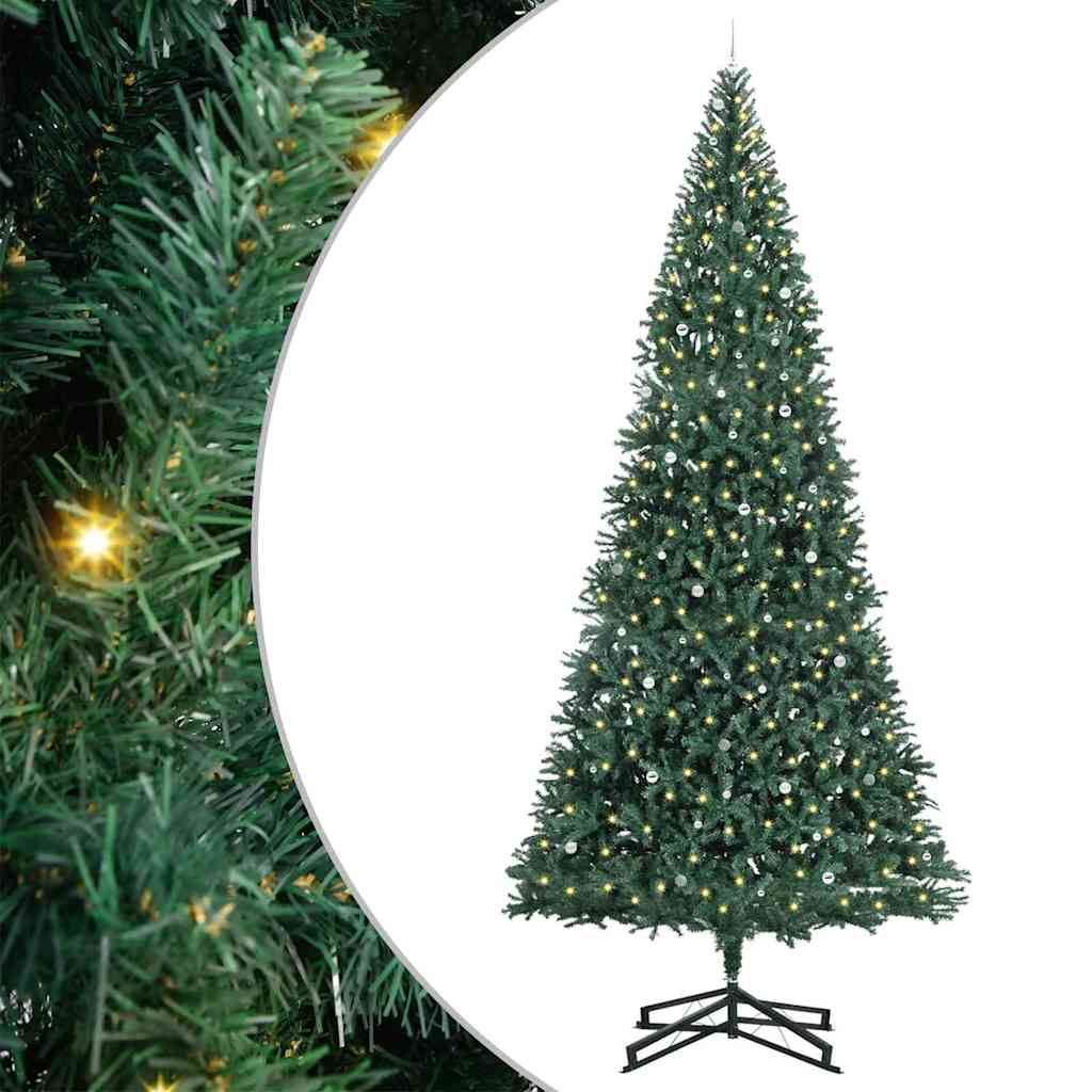 vidaXL Artificial Pre-lit Christmas Tree with Ball Set Green 500 cm 2