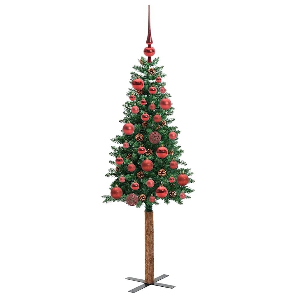 vidaXL Slim Christmas Tree Green 150 cm PVC and Solid Pine wood 4