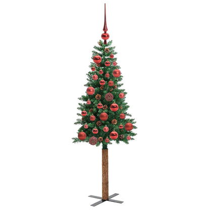 vidaXL Slim Christmas Tree Green 150 cm PVC and Solid Pine wood 4
