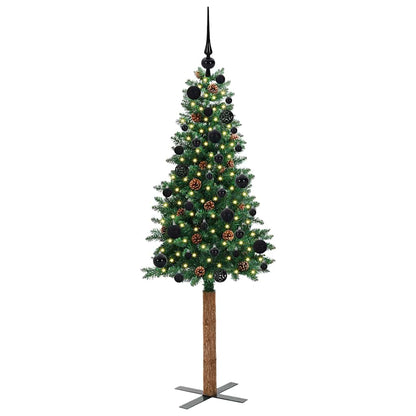vidaXL Slim Christmas Tree Green 150 cm PVC and Solid Pine wood 3