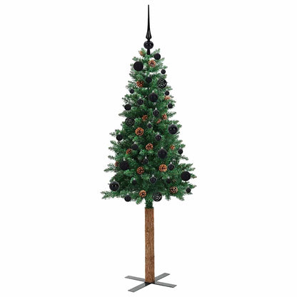 vidaXL Slim Christmas Tree Green 150 cm PVC and Solid Pine wood 4
