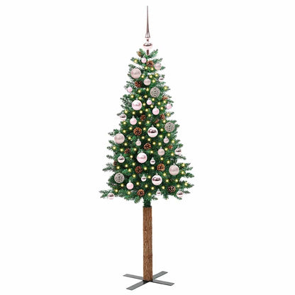 vidaXL Slim Christmas Tree Green 150 cm PVC and Solid Pine wood 2