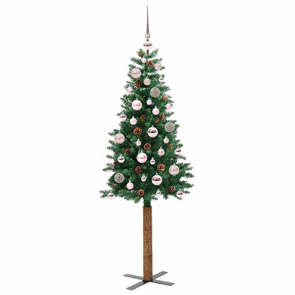 vidaXL Slim Christmas Tree Green 150 cm PVC and Solid Pine wood 3