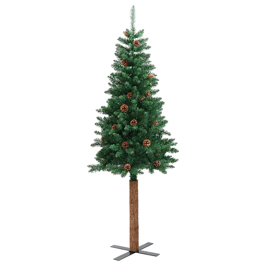 vidaXL Slim Christmas Tree Green 150 cm PVC and Solid Pine wood 4