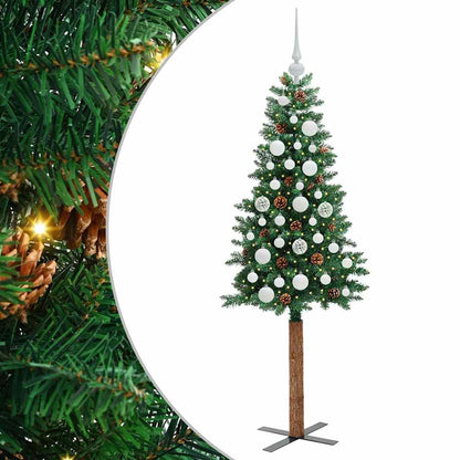 vidaXL Slim Christmas Tree Green 150 cm PVC and Solid Pine wood 2