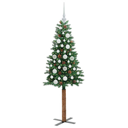 vidaXL Slim Christmas Tree Green 150 cm PVC and Solid Pine wood 3
