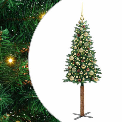 vidaXL Slim Christmas Tree Green 150 cm PVC and Solid Pine wood 2