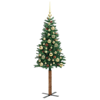 vidaXL Slim Christmas Tree Green 150 cm PVC and Solid Pine wood 4