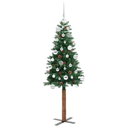 vidaXL Slim Christmas Tree Green 150 cm PVC and Solid Pine wood 4
