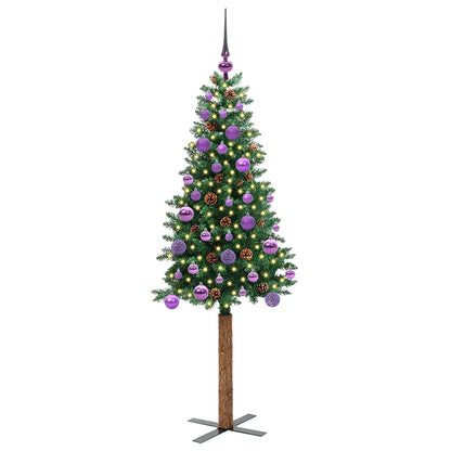 vidaXL Slim Christmas Tree Green 150 cm PVC and Solid Pine wood 3