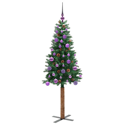 vidaXL Slim Christmas Tree Green 150 cm PVC and Solid Pine wood 4