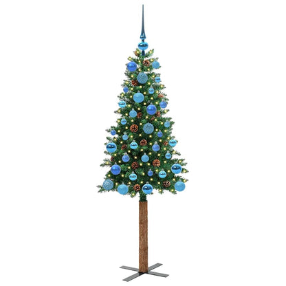 vidaXL Slim Christmas Tree Green 150 cm PVC and Solid Pine wood 3