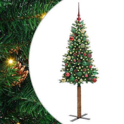 vidaXL Slim Christmas Tree Green 150 cm PVC and Solid Pine wood 2