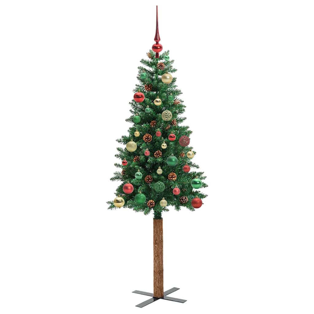 vidaXL Slim Christmas Tree Green 150 cm PVC and Solid Pine wood 6
