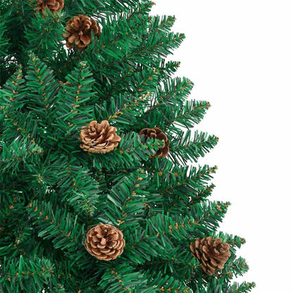 vidaXL Slim Christmas Tree Green 180 cm PVC and Solid Pine wood 5