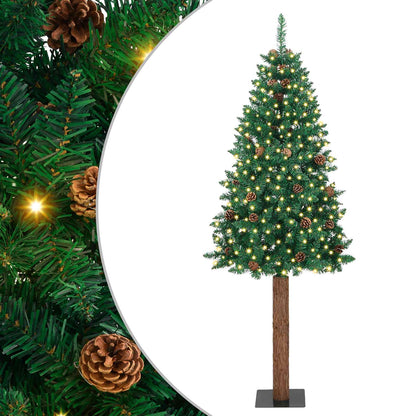 vidaXL Slim Christmas Tree Green 180 cm PVC and Solid Pine wood 1