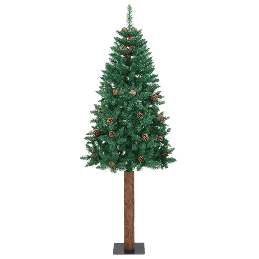 vidaXL Slim Christmas Tree Green 180 cm PVC and Solid Pine wood 2