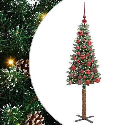 vidaXL Slim Christmas Tree Green 150 cm PVC and Solid Pine wood 2