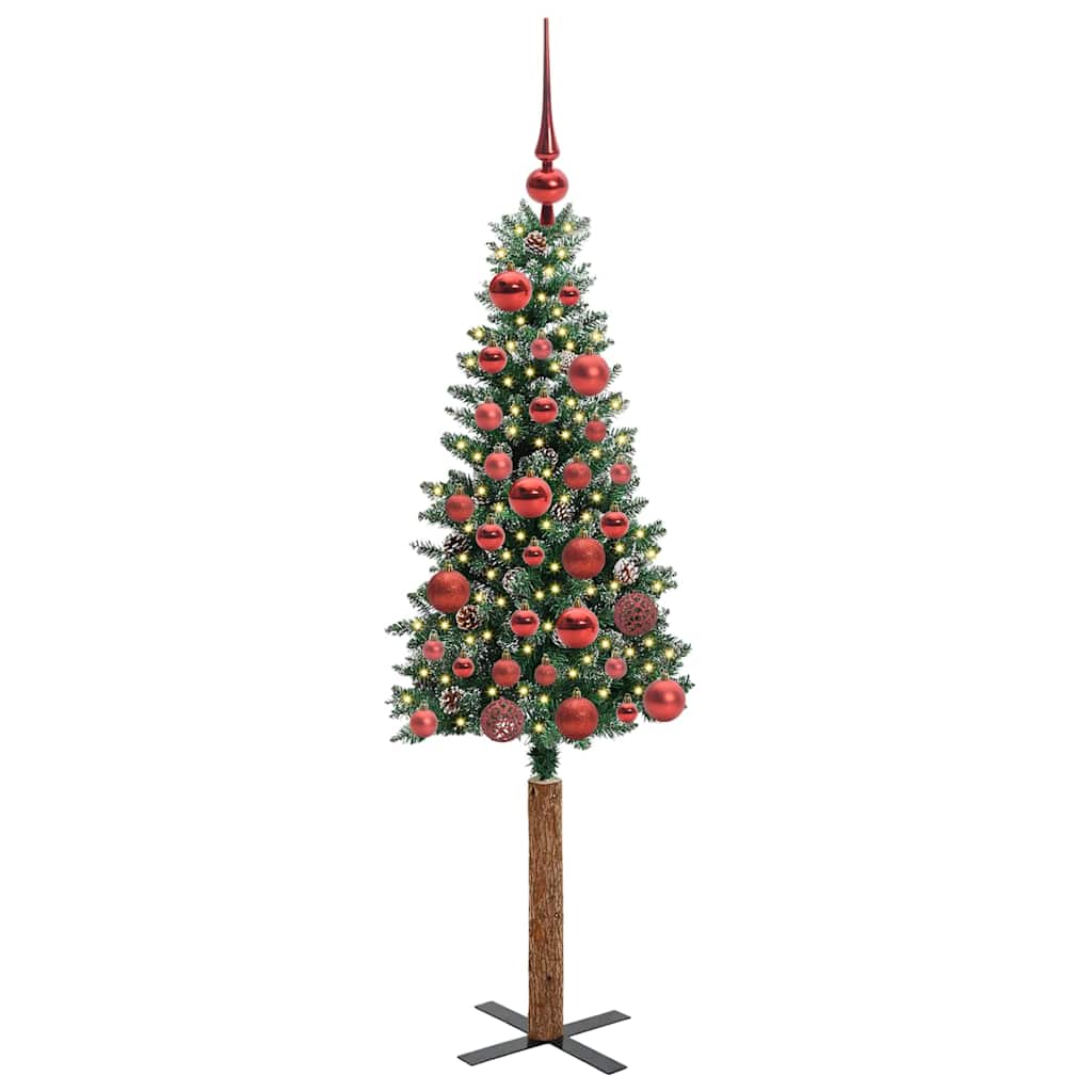 vidaXL Slim Christmas Tree Green 150 cm PVC and Solid Pine wood 3