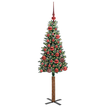 vidaXL Slim Christmas Tree Green 150 cm PVC and Solid Pine wood 3